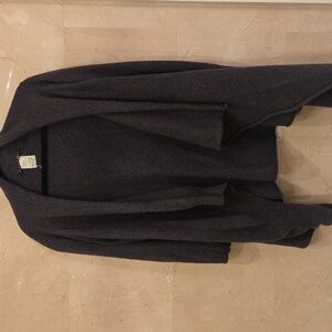 WOMEN'S MALLONI GREY VIRGIN WOOL WRAP SWEATER CARDIGAN $150 ONE SIZE MADE ITALY